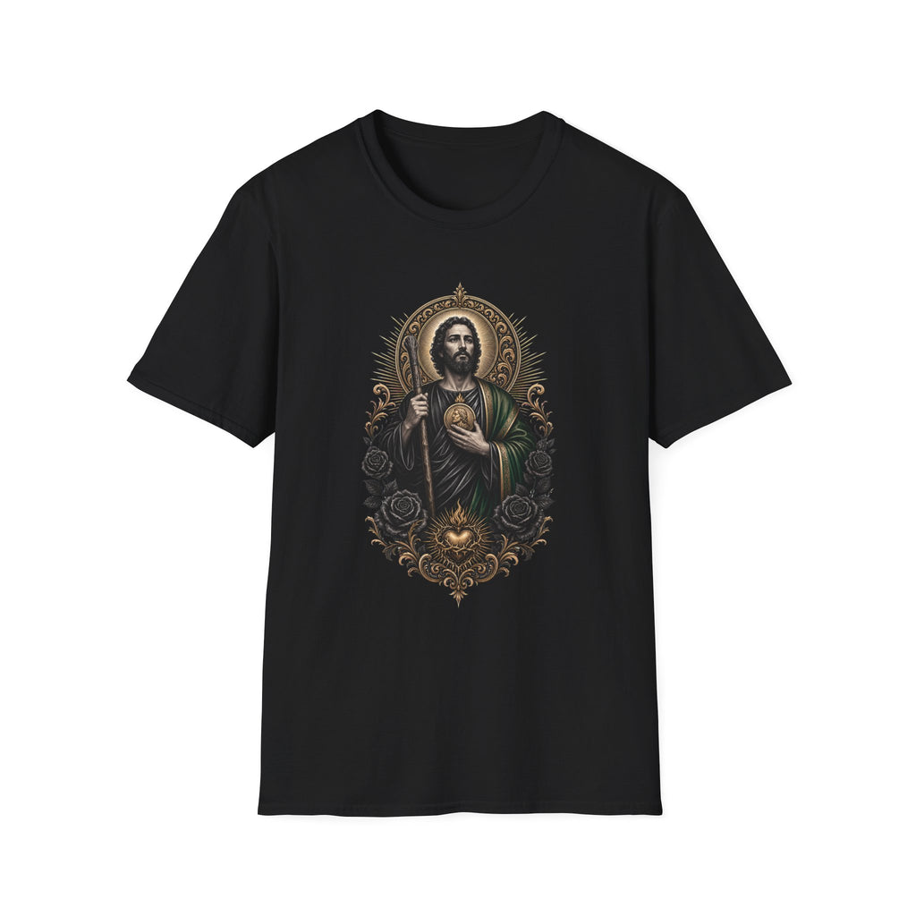 San Judas Tadeo Black & Gold Sacred Heart Unisex T-Shirt