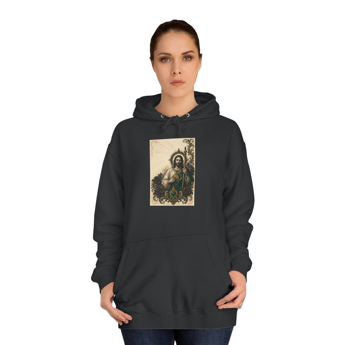 San Judas Tadeo Emerald & Gold Sacred Heart Unisex Hoodie