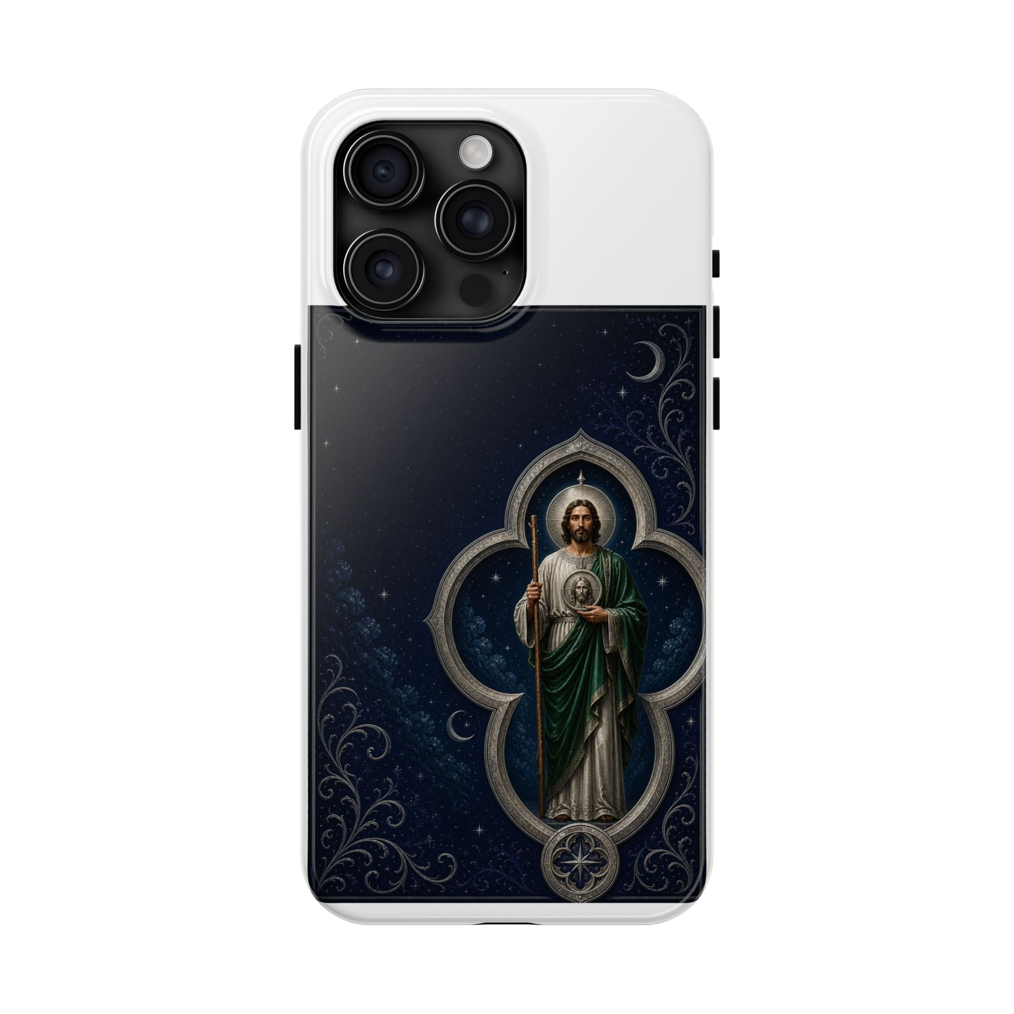 San Judas Tadeo Silver Moon Quatrefoil Tough Phone Case product preview, view 4
