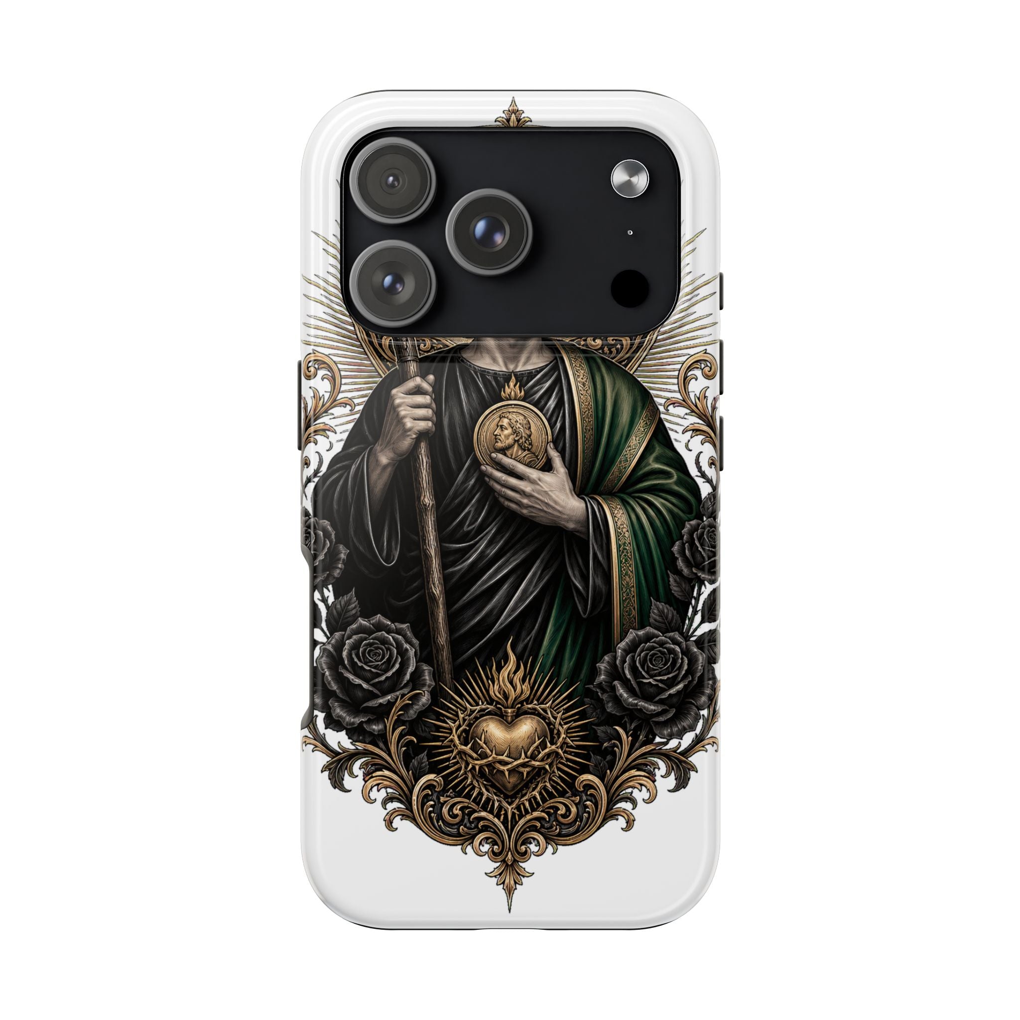 San Judas Tadeo Black & Gold Sacred Heart Tough Phone Case