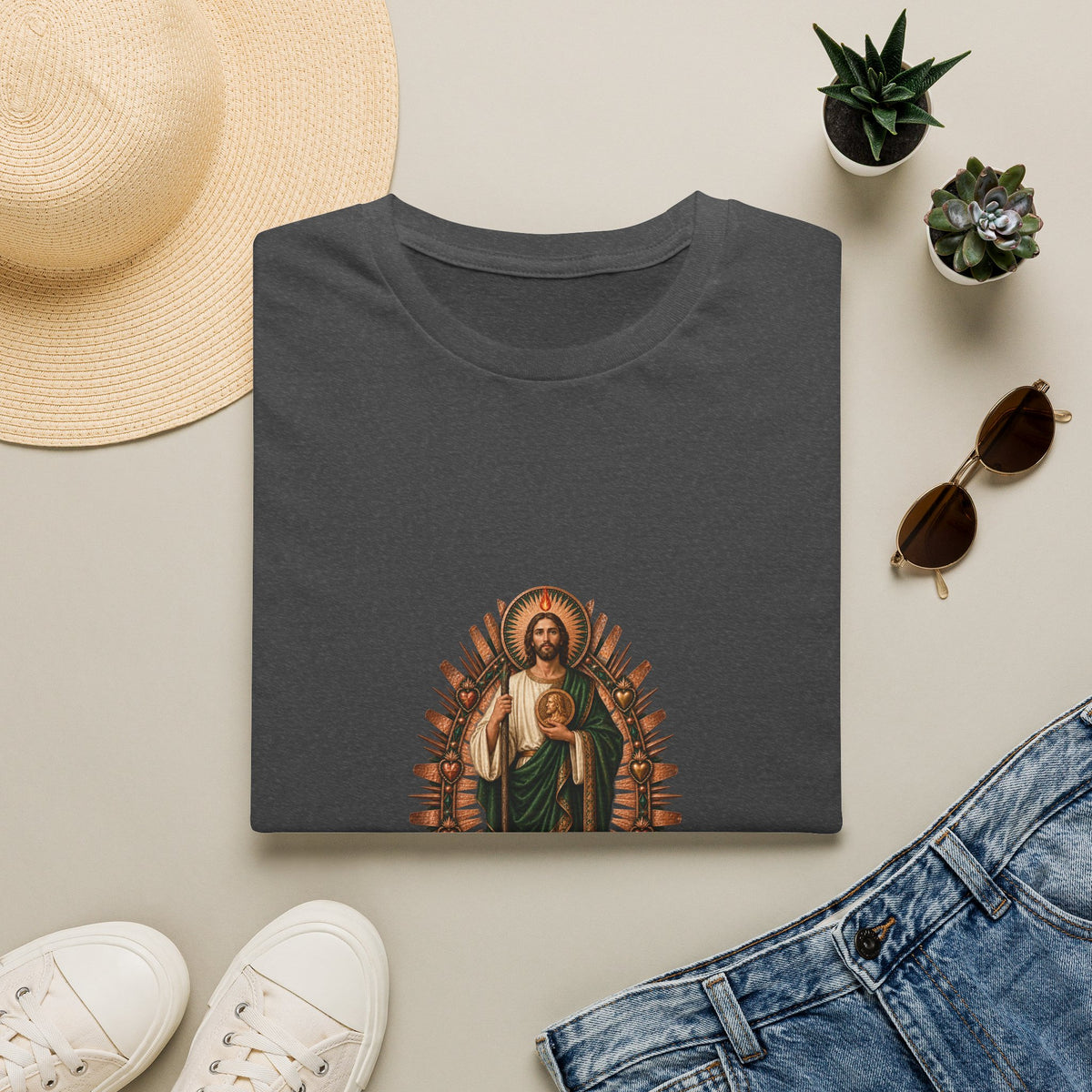 San Judas Copper Ex-Voto Mandorla T-Shirt product preview, view 5