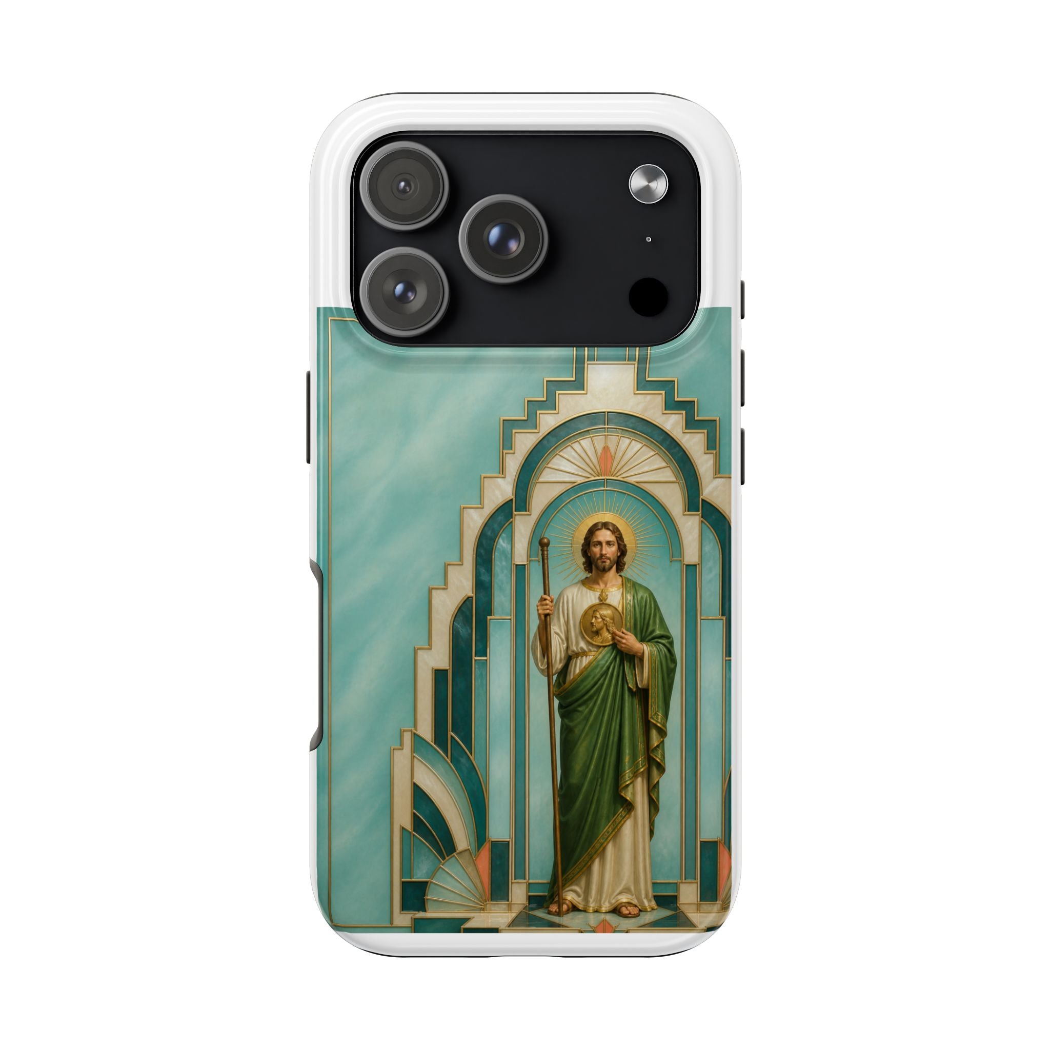 San Judas Tadeo Aqua Radiant Sanctuary Tough Phone Case product preview, view 9