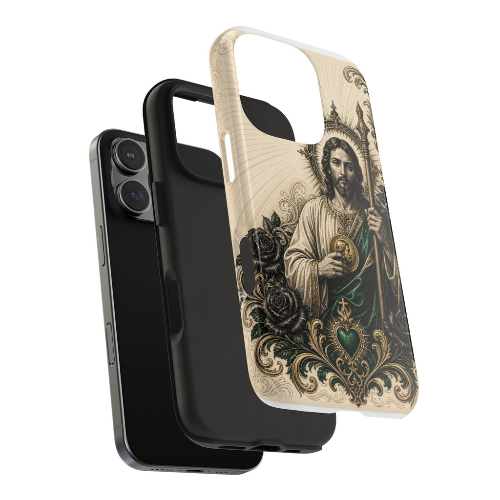 San Judas Tadeo Emerald & Gold Sacred Heart Tough Phone Case