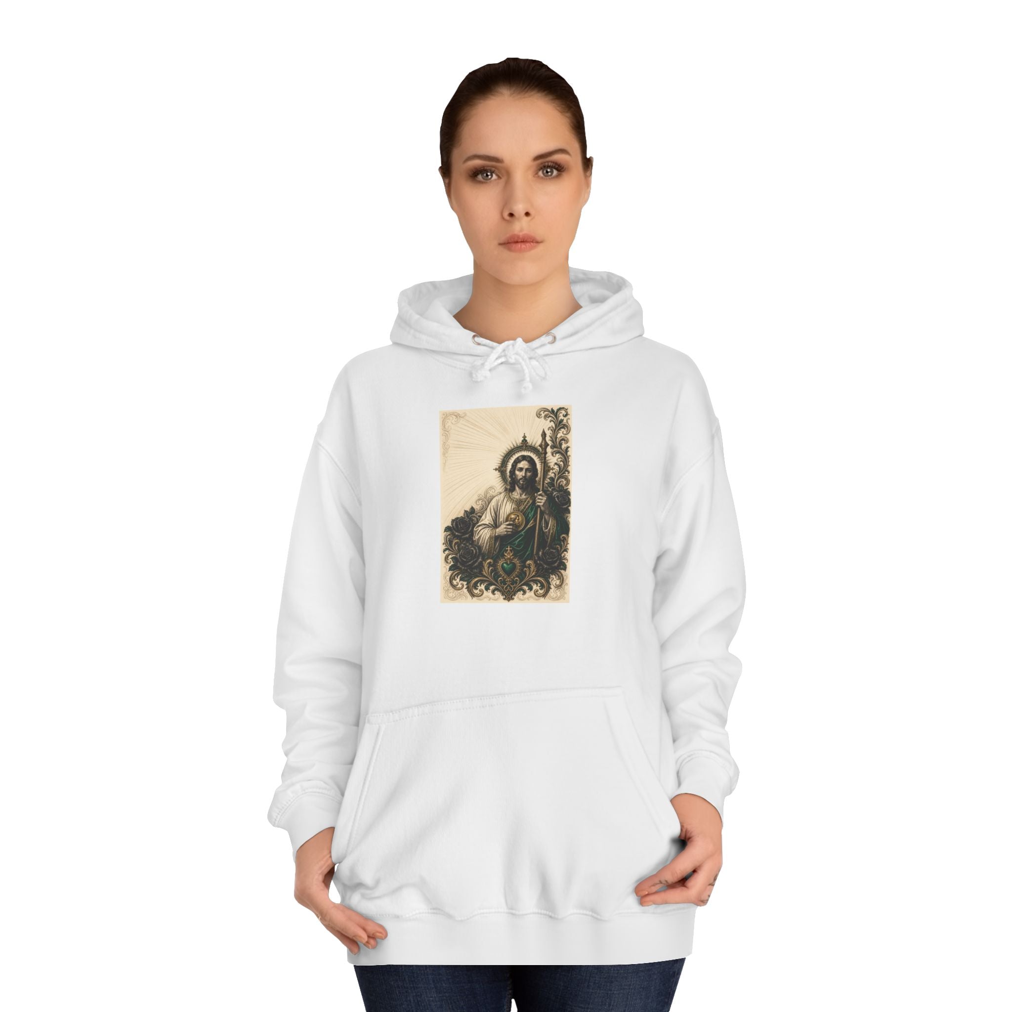 San Judas Tadeo Emerald & Gold Sacred Heart Unisex Hoodie