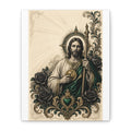 San Judas Tadeo Emerald & Gold Sacred Heart Stretched Canvas