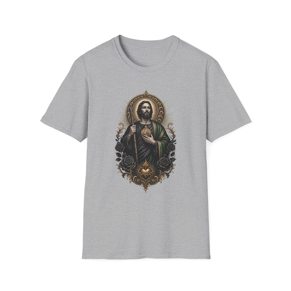 San Judas Tadeo Black & Gold Sacred Heart Unisex T-Shirt