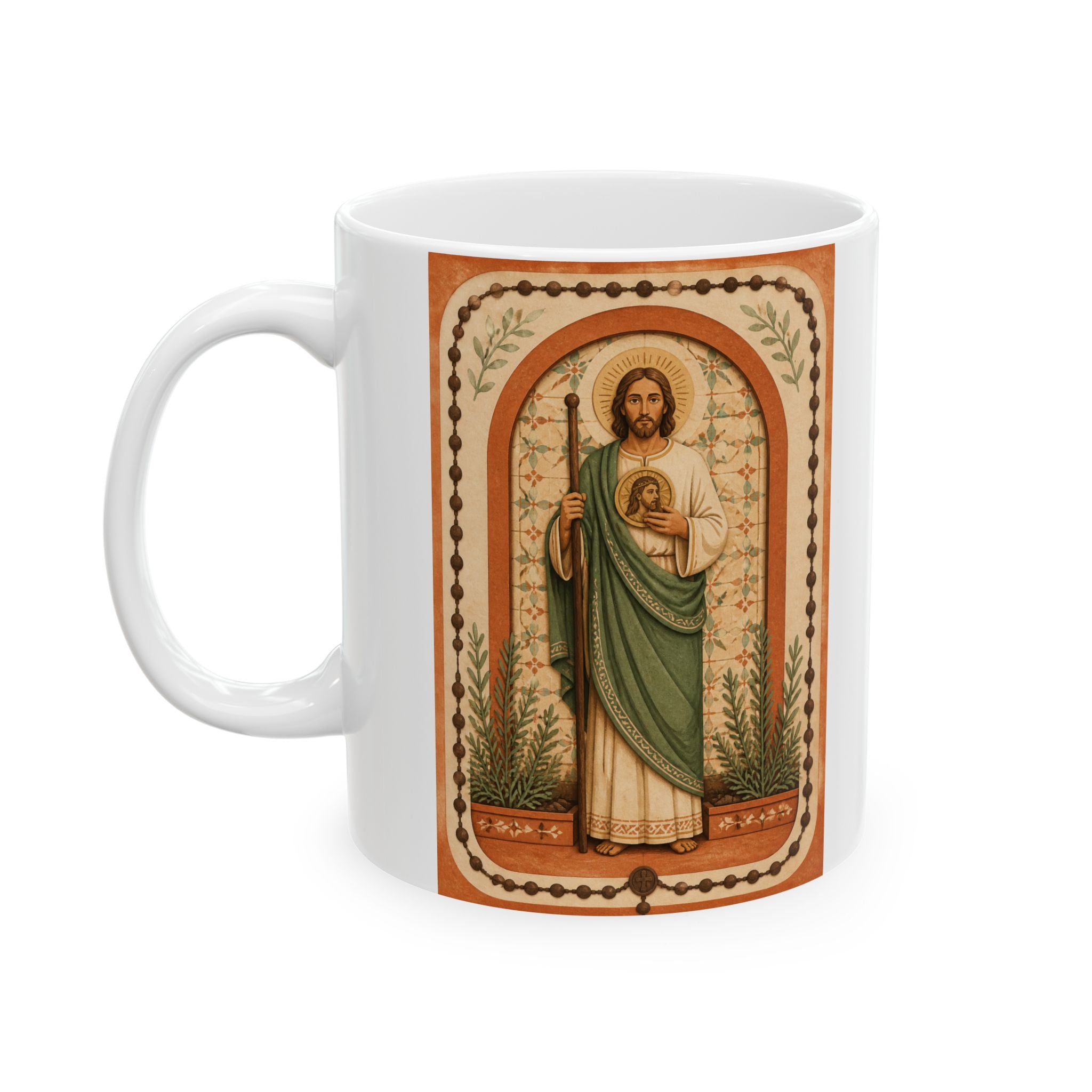 San Judas Tadeo Terracotta Rosary Garden Ceramic Mug