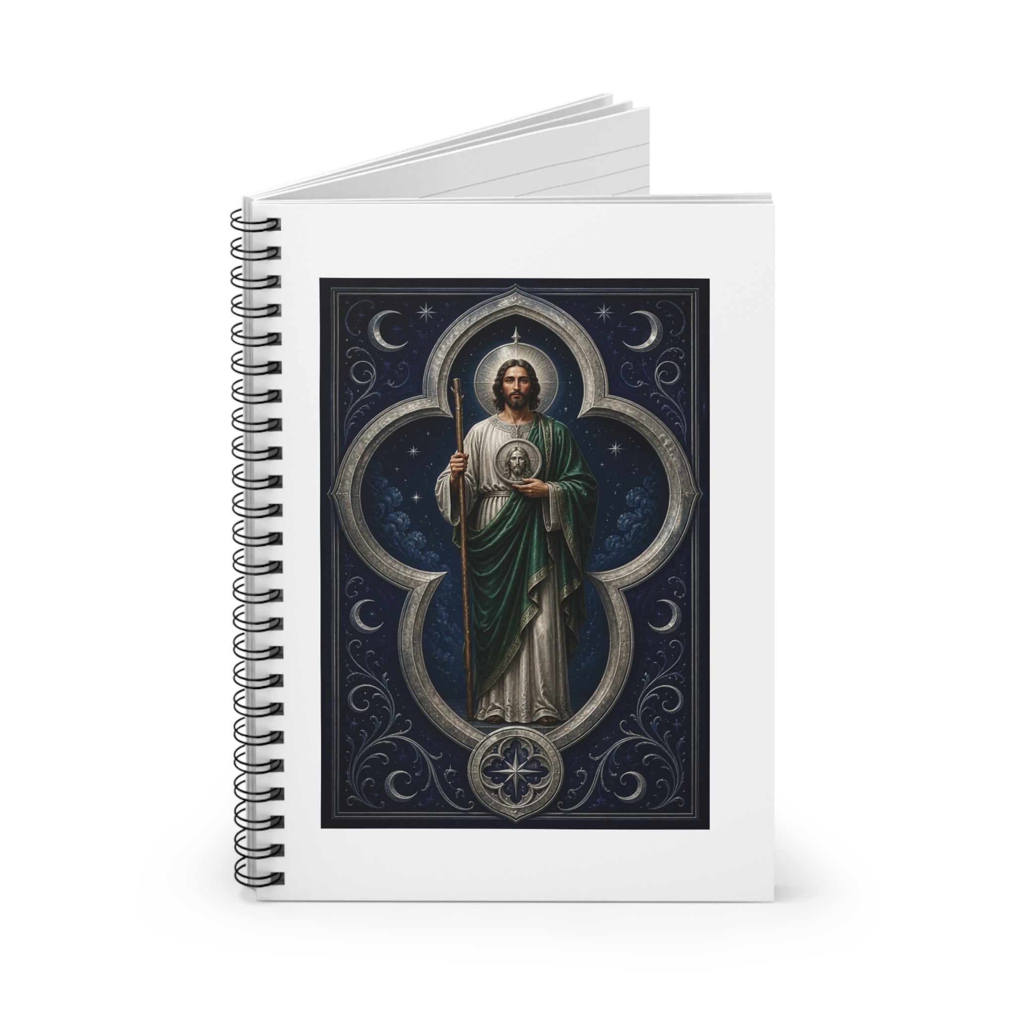 San Judas Tadeo Silver Moon Quatrefoil Spiral Notebook product preview, view 2