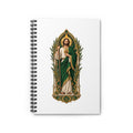 Olive Reliquary San Judas Tadeo illustration on a spiral notebook