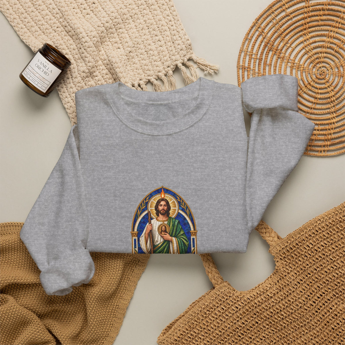 San Judas Tadeo Cobalt Chapel Mosaic Crewneck Sweatshirt