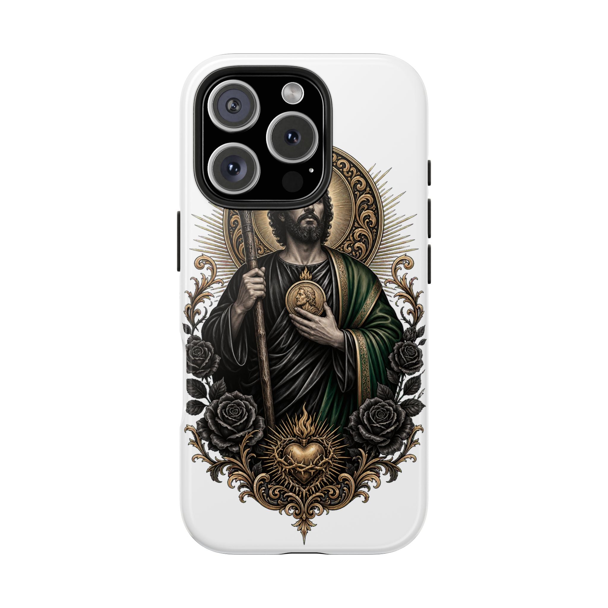 San Judas Tadeo Black & Gold Sacred Heart Tough Phone Case