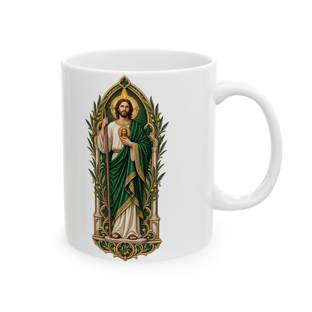 San Judas Tadeo Olive Reliquary Ceramic Mug product preview, view 4