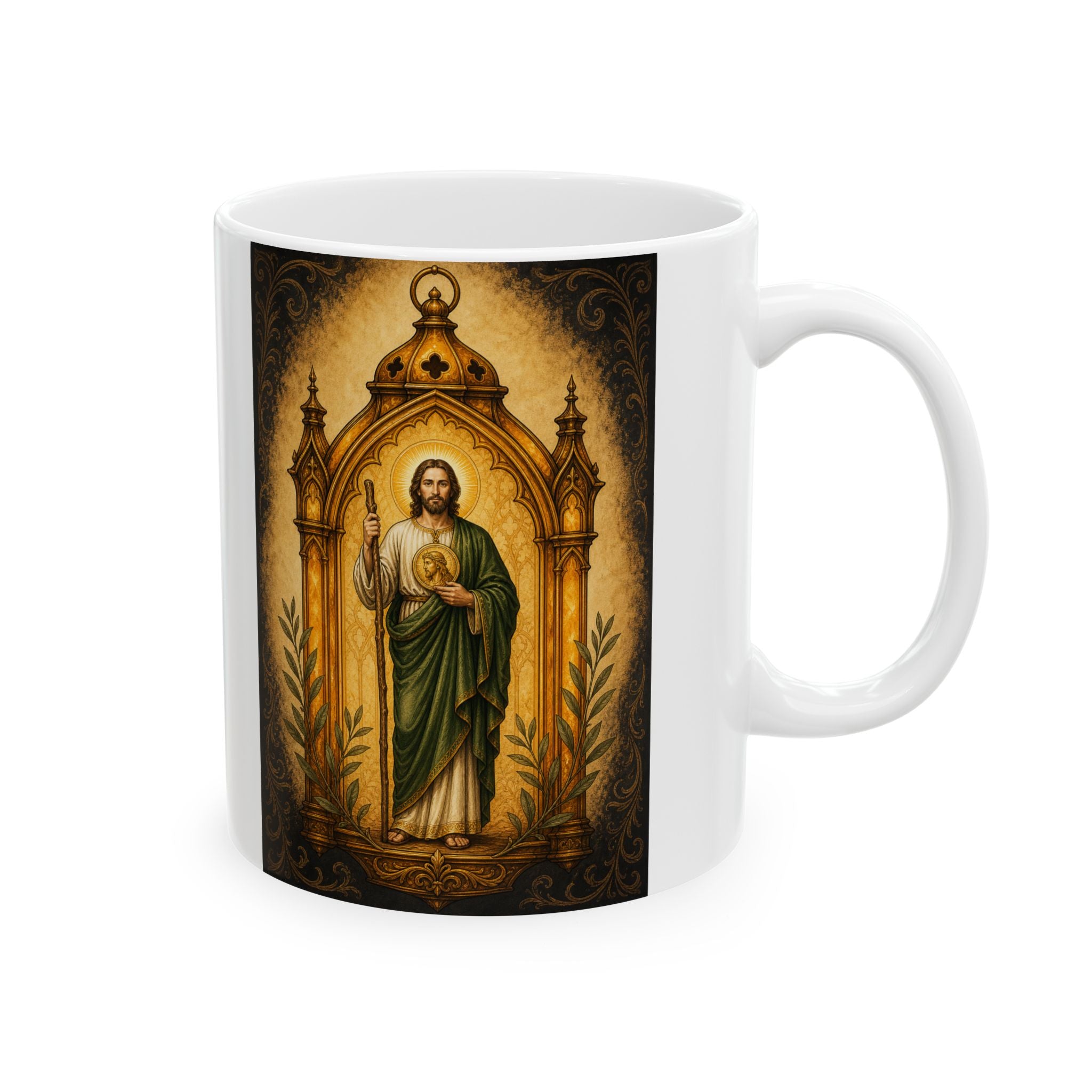 San Judas Tadeo Amber Pilgrim Lantern Ceramic Mug product preview, view 4