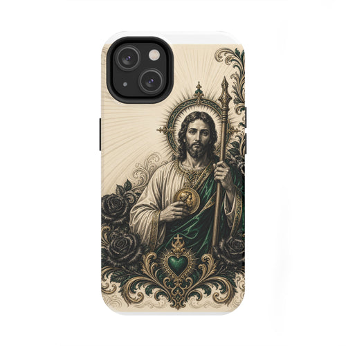 San Judas Tadeo Emerald & Gold Sacred Heart Tough Phone Case