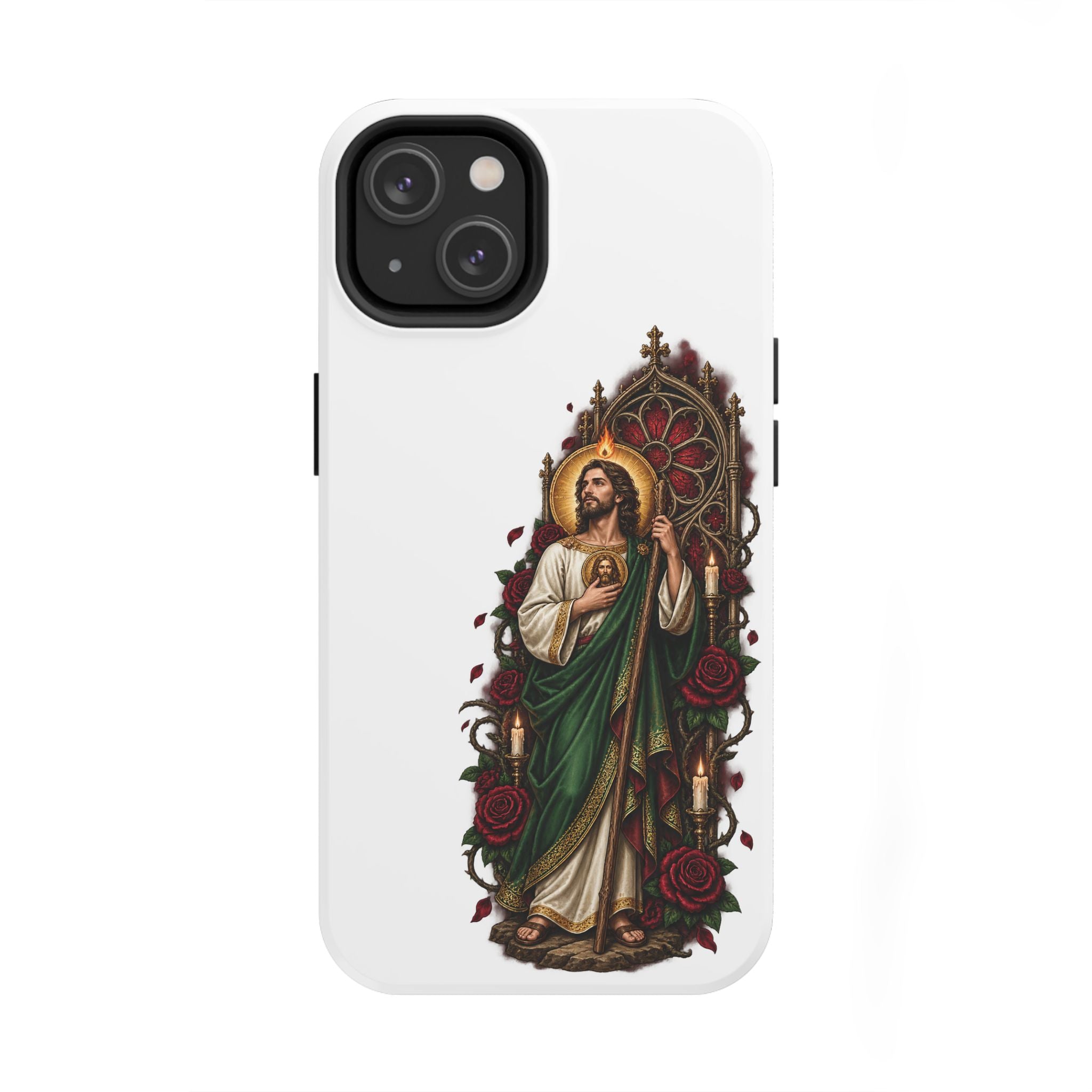 San Judas Tadeo Crimson Rose Window Tough Phone Case product preview, view 2