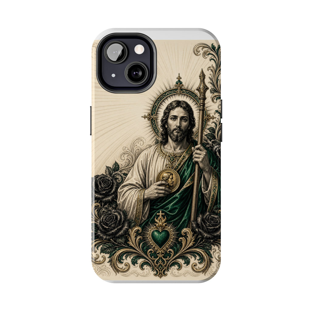 San Judas Tadeo Emerald & Gold Sacred Heart Tough Phone Case