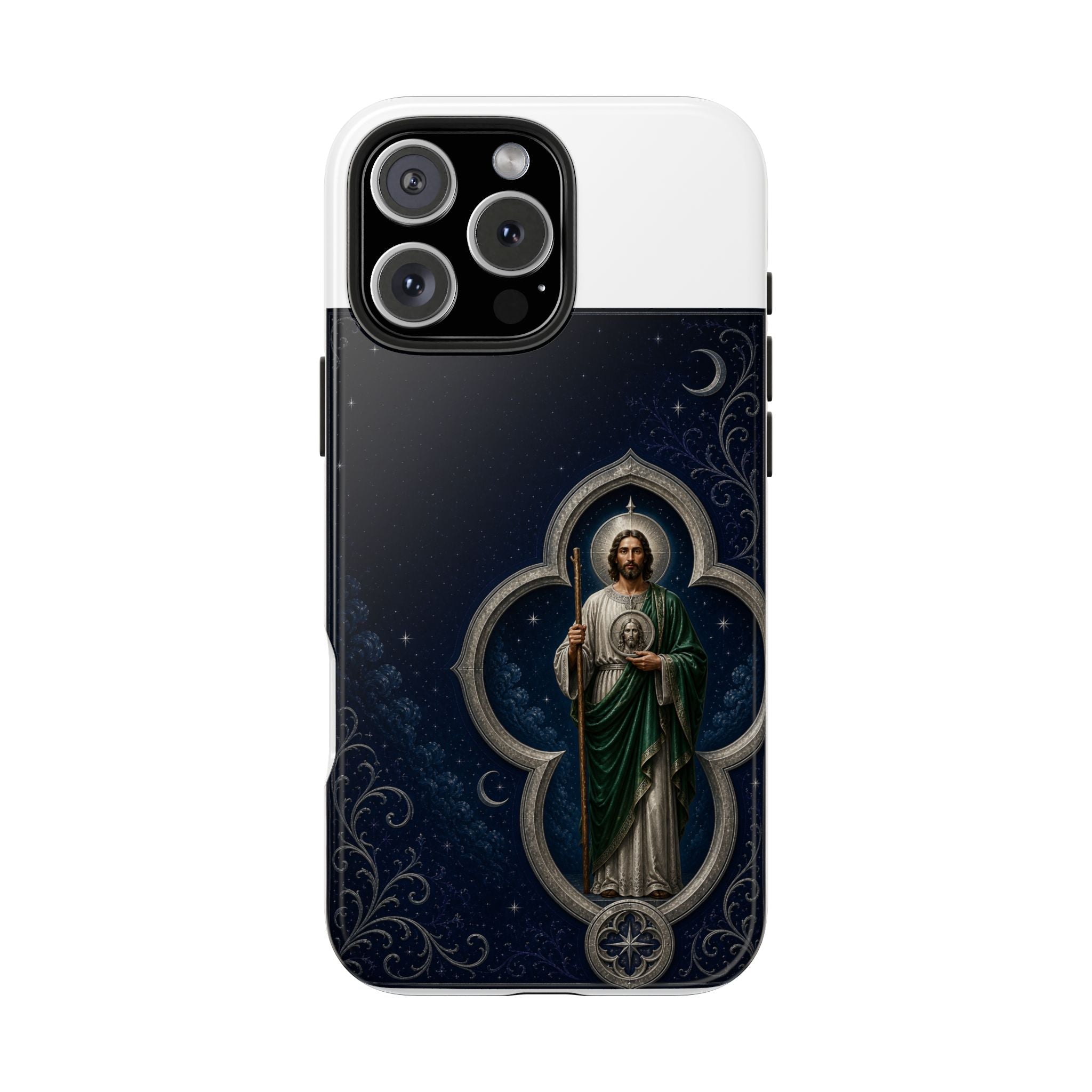 San Judas Tadeo Silver Moon Quatrefoil Tough Phone Case product preview, view 6