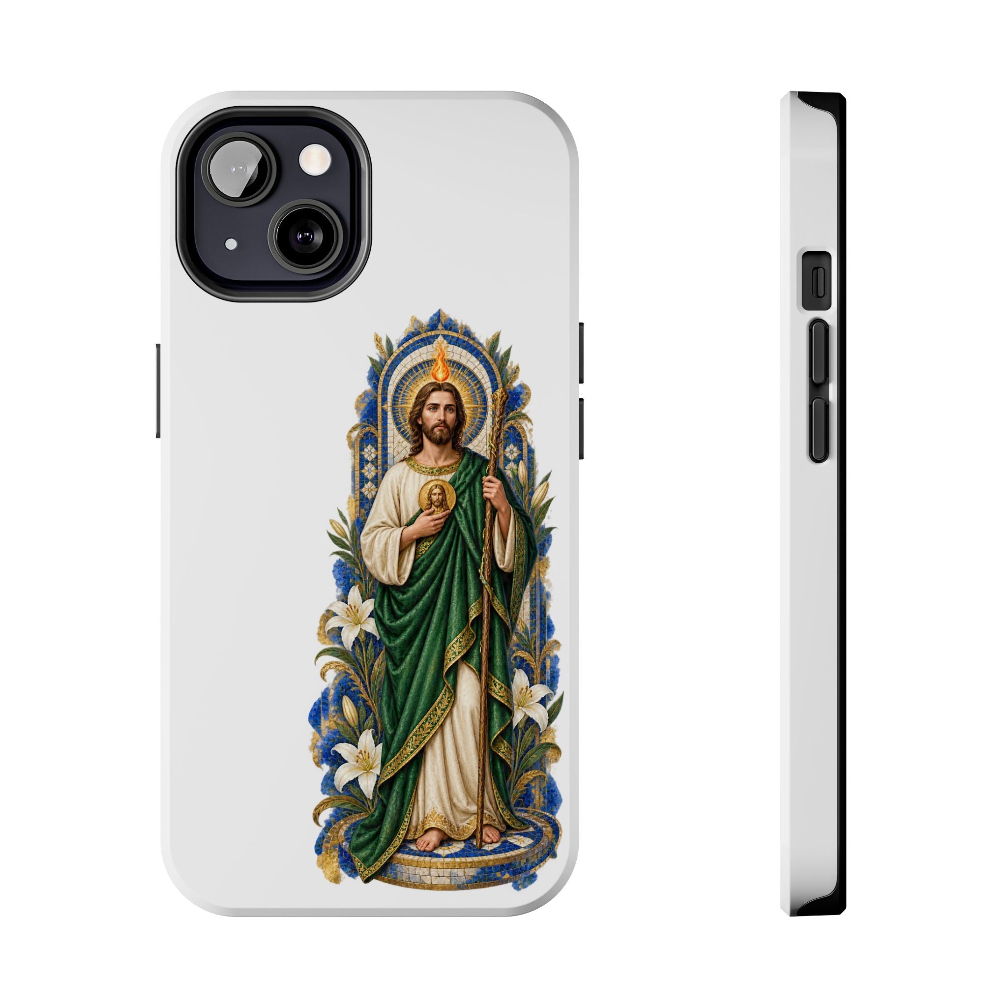 Cobalt Chapel Mosaic San Judas Tadeo illustration on a tough phone case