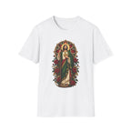 San Judas Tadeo Crimson Rose Window Unisex T-Shirt product preview, view 3
