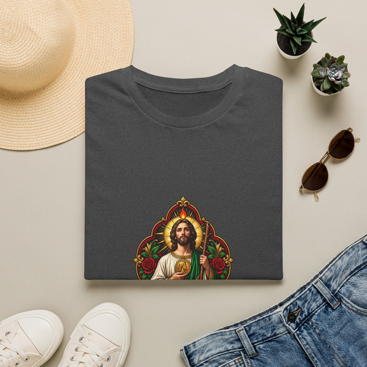 San Judas Crimson Covenant Window T-Shirt product preview, view 5