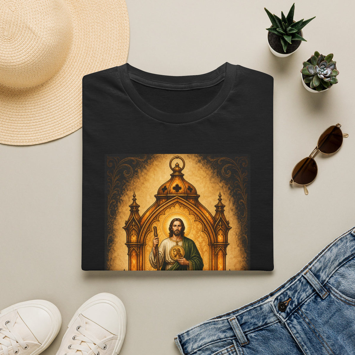 San Judas Tadeo Amber Pilgrim Lantern Unisex T-Shirt