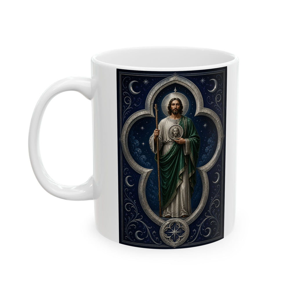 San Judas Tadeo Silver Moon Quatrefoil Ceramic Mug product preview, view 3