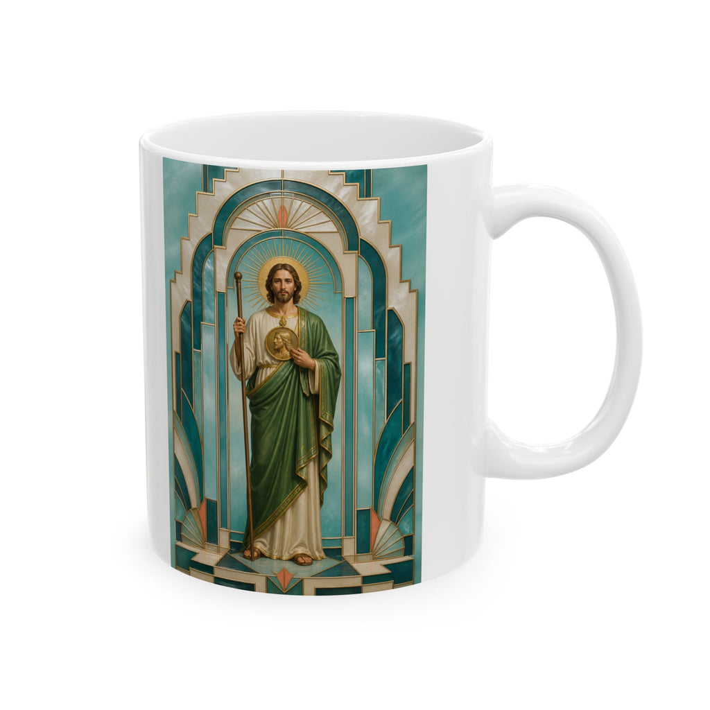 San Judas Tadeo Aqua Radiant Sanctuary Ceramic Mug product preview, view 4