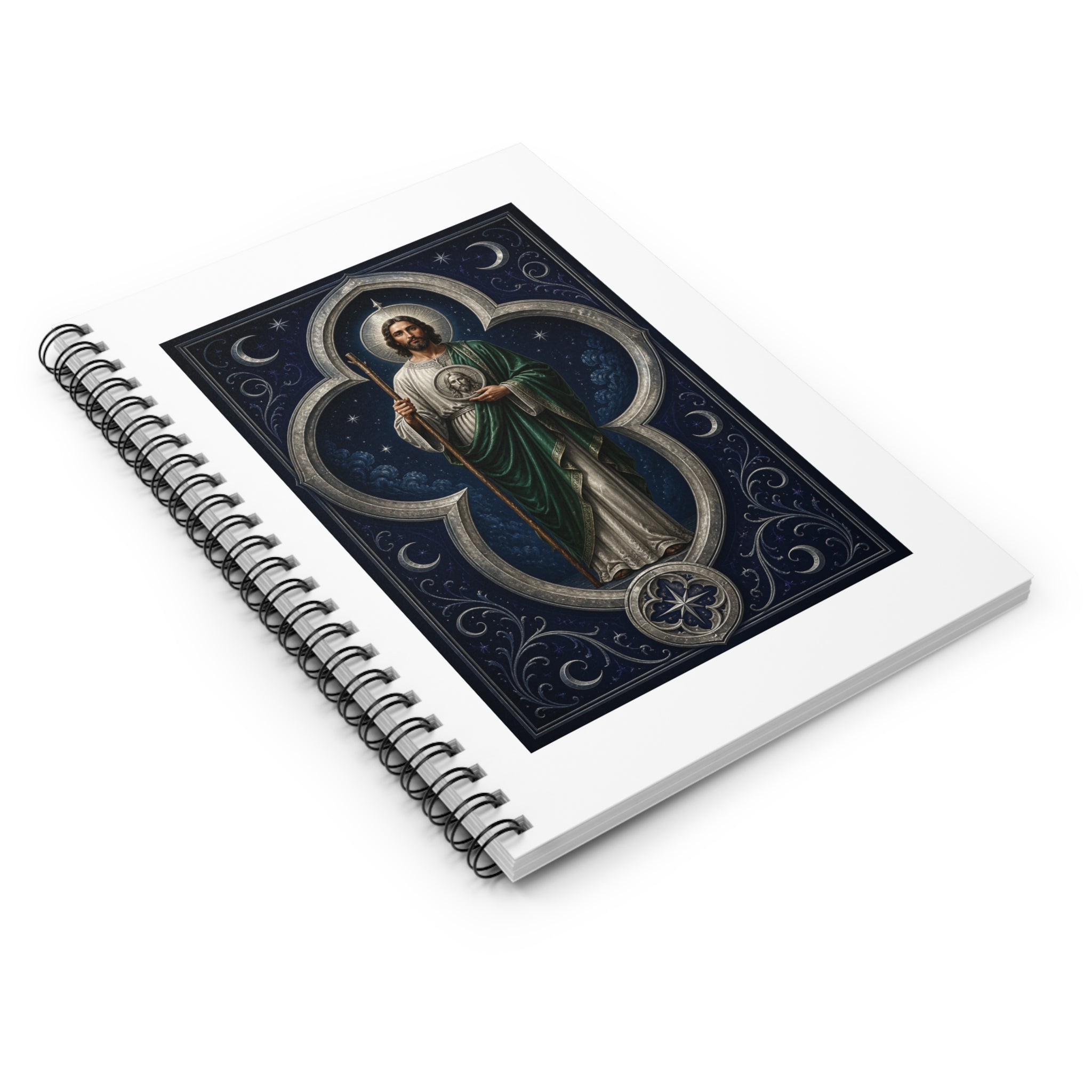 San Judas Tadeo Silver Moon Quatrefoil Spiral Notebook product preview, view 3