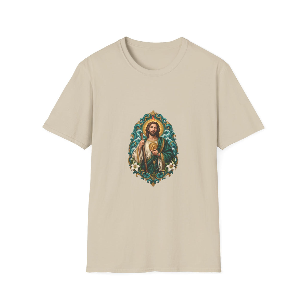 San Judas Teal Rosary Harbor T-Shirt product preview, view 13