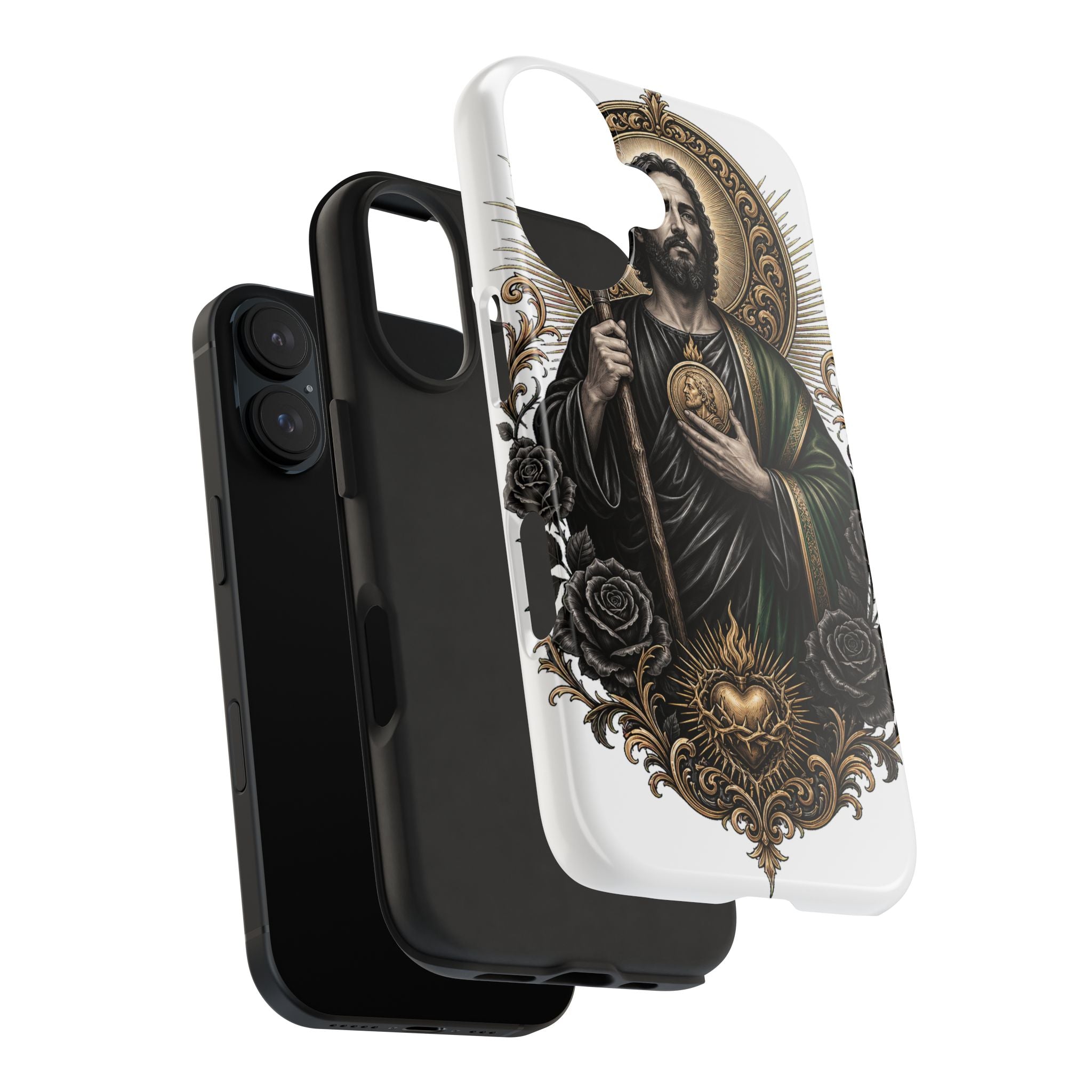 San Judas Tadeo Black & Gold Sacred Heart Tough Phone Case