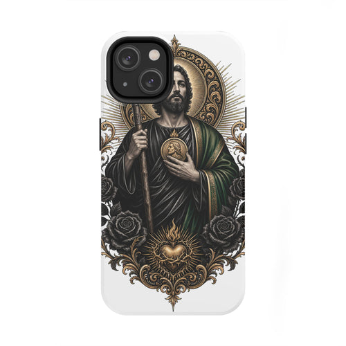 San Judas Tadeo Black & Gold Sacred Heart Tough Phone Case