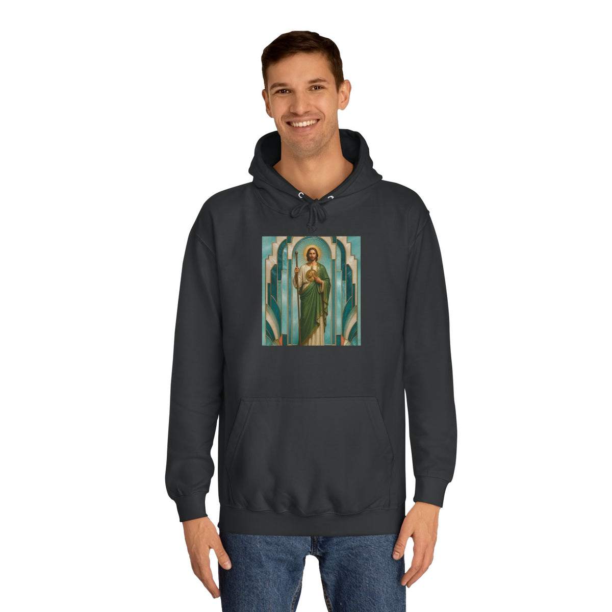 San Judas Tadeo Aqua Radiant Sanctuary Unisex Hoodie