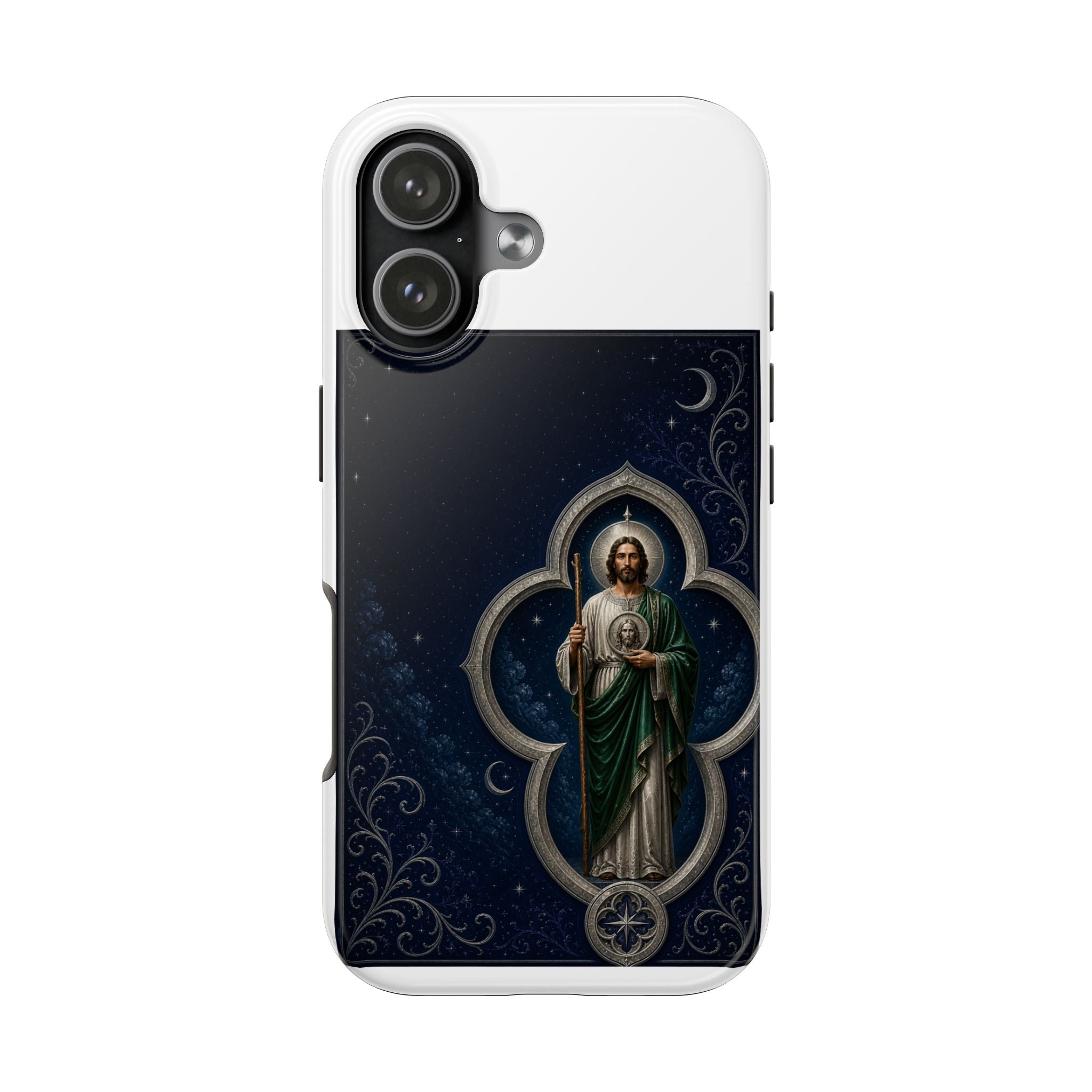 San Judas Tadeo Silver Moon Quatrefoil Tough Phone Case product preview, view 8