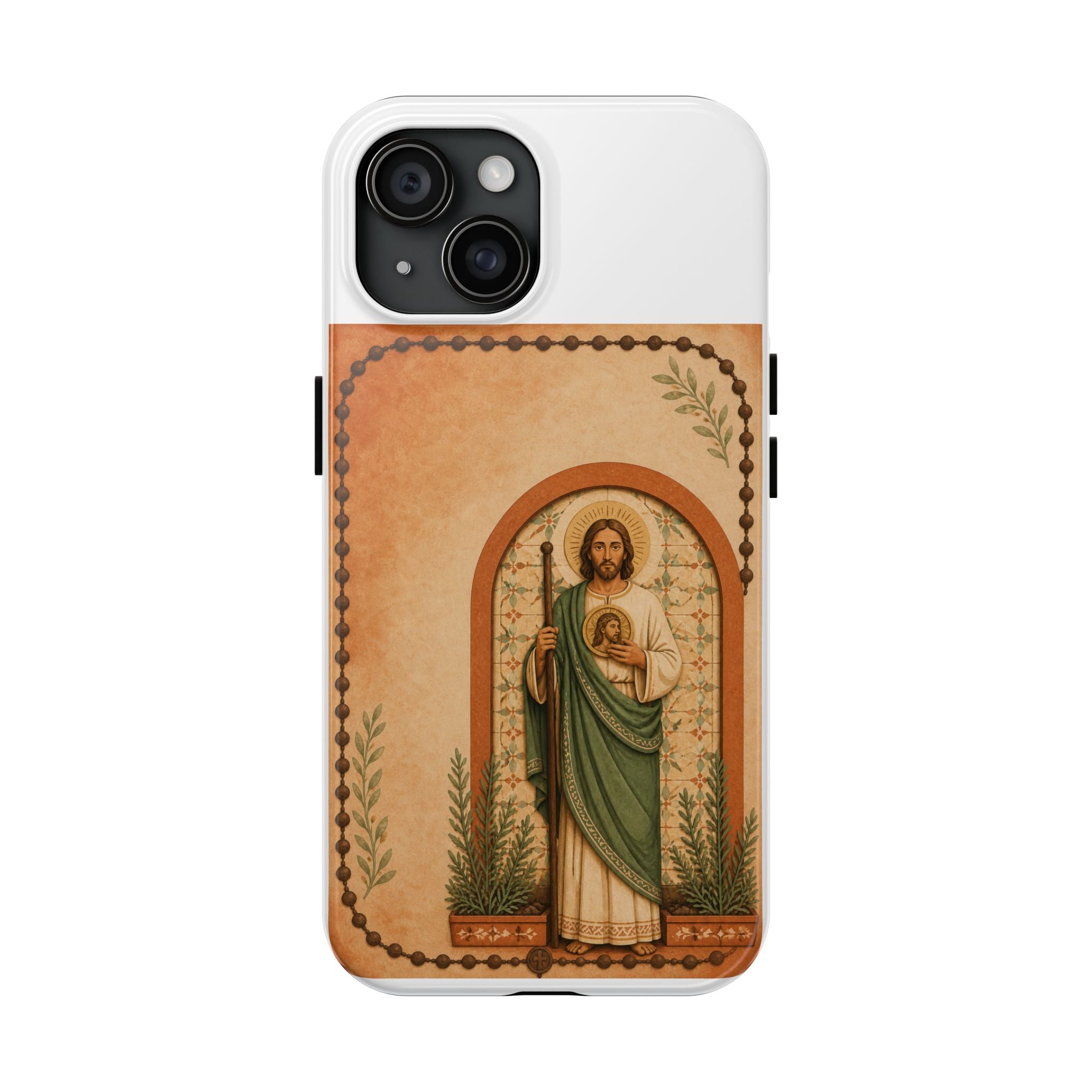 San Judas Tadeo Terracotta Rosary Garden Tough Phone Case product preview, view 3