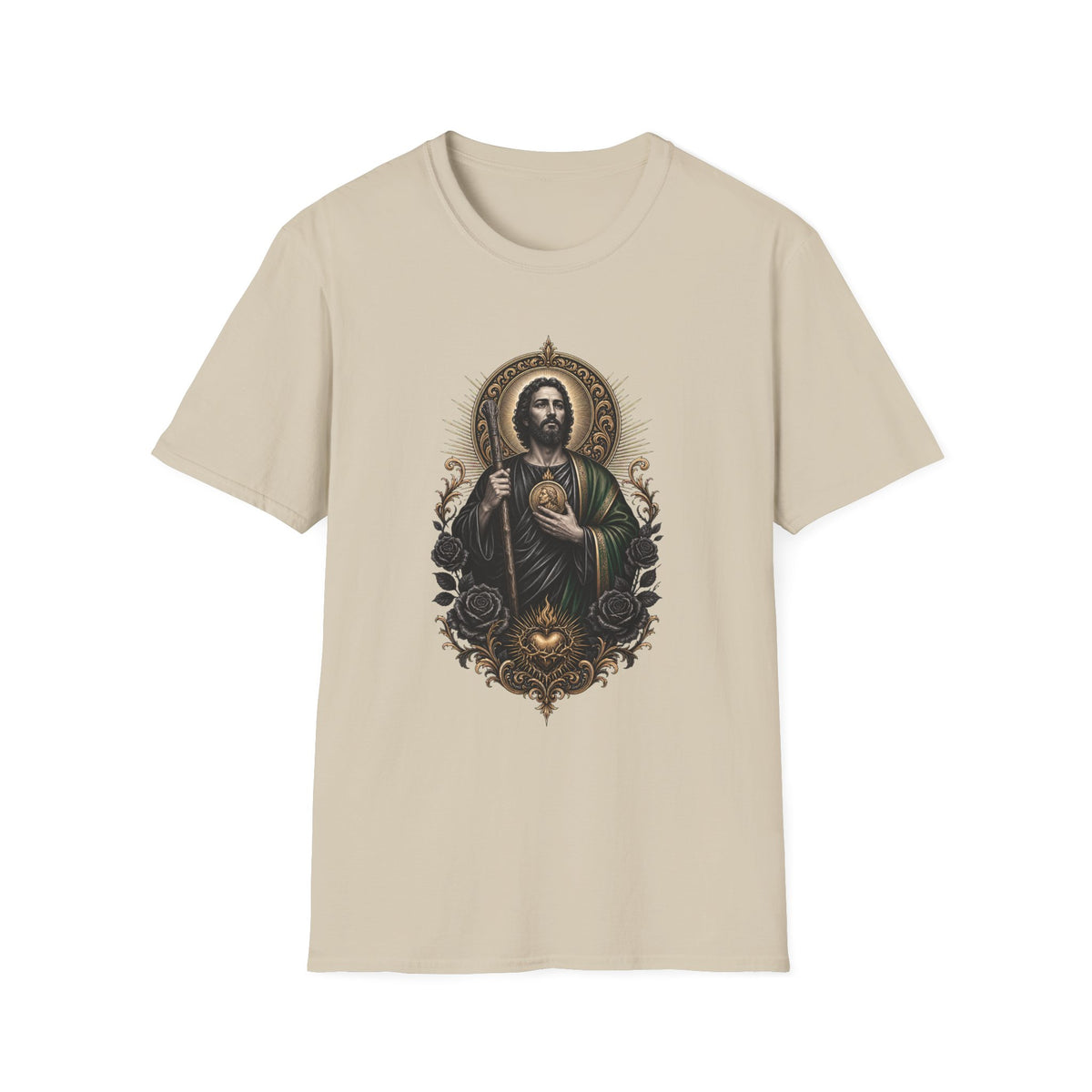 San Judas Tadeo Black & Gold Sacred Heart Unisex T-Shirt