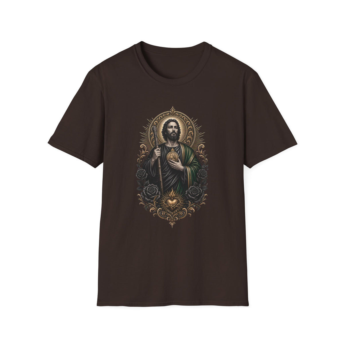 San Judas Tadeo Black & Gold Sacred Heart Unisex T-Shirt