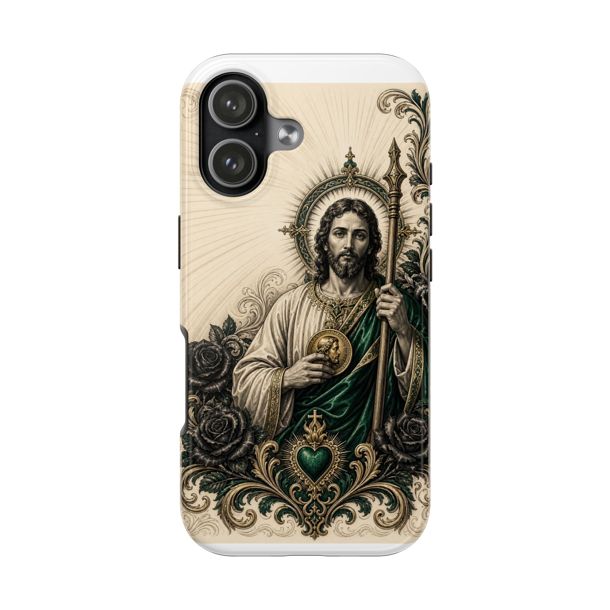 San Judas Tadeo Emerald & Gold Sacred Heart Tough Phone Case