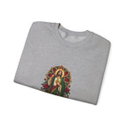 San Judas Tadeo Crimson Rose Window Crewneck Sweatshirt