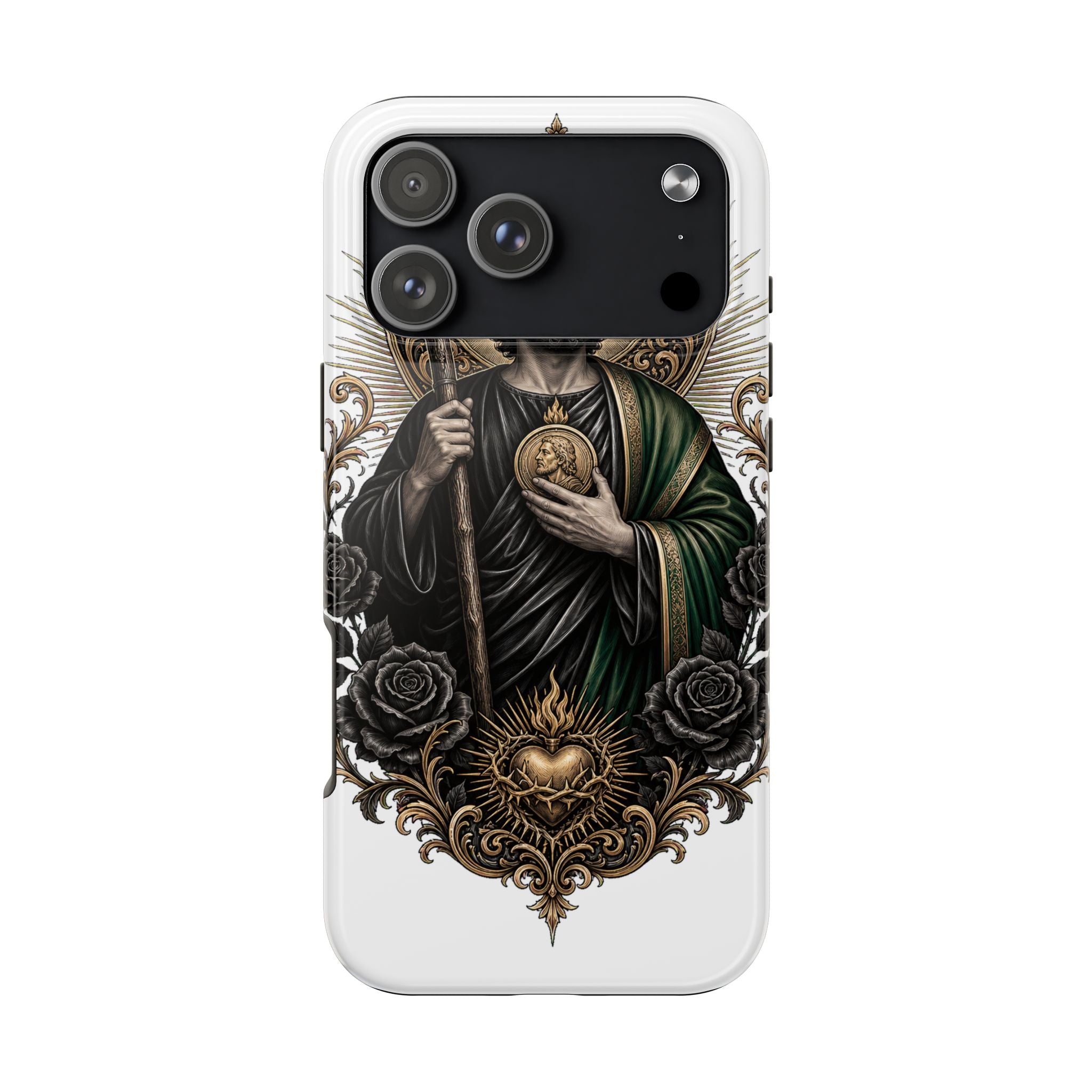 San Judas Tadeo Black & Gold Sacred Heart Tough Phone Case