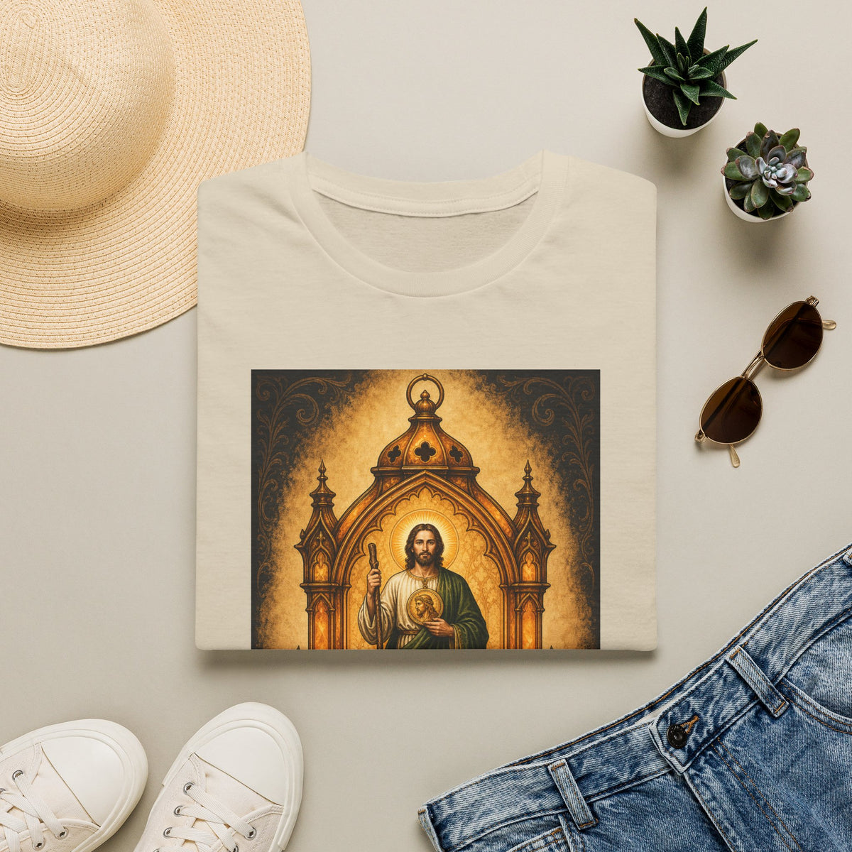 San Judas Tadeo Amber Pilgrim Lantern Unisex T-Shirt