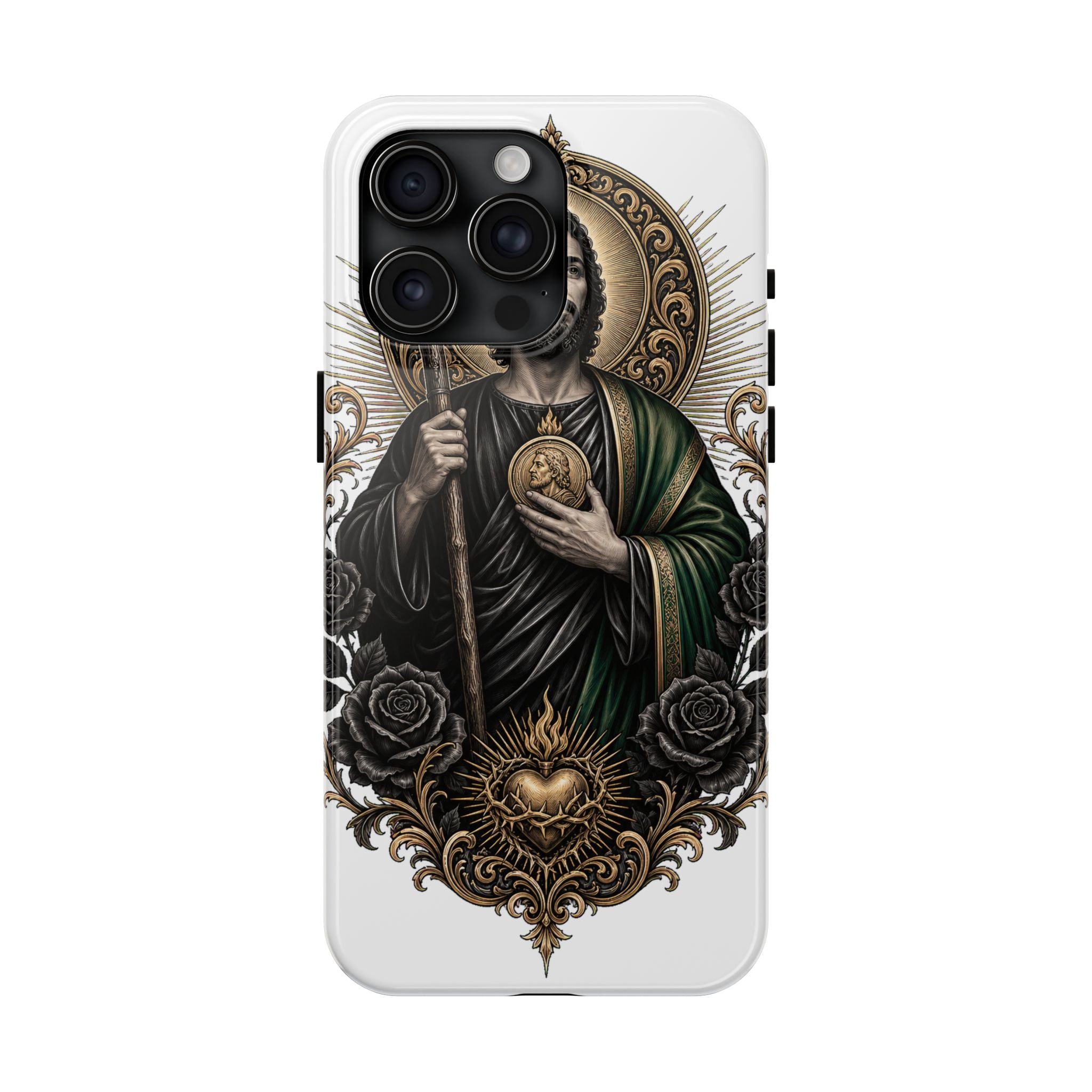 San Judas Tadeo Black & Gold Sacred Heart Tough Phone Case