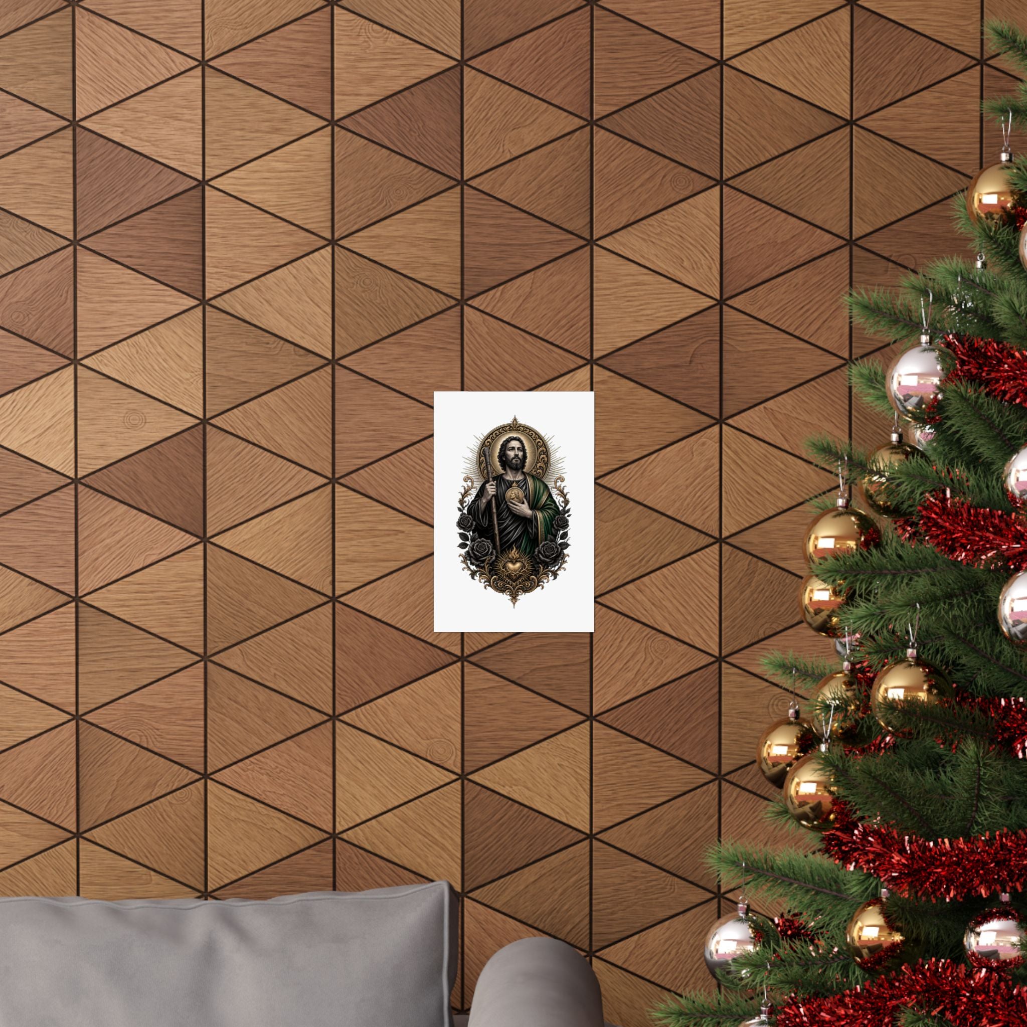 San Judas Tadeo black and gold matte poster product preview, view 8