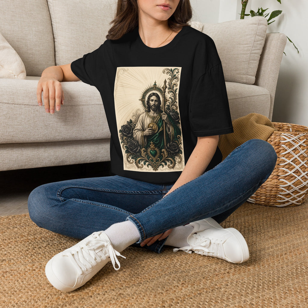 San Judas Tadeo Emerald & Gold Sacred Heart Unisex T-Shirt