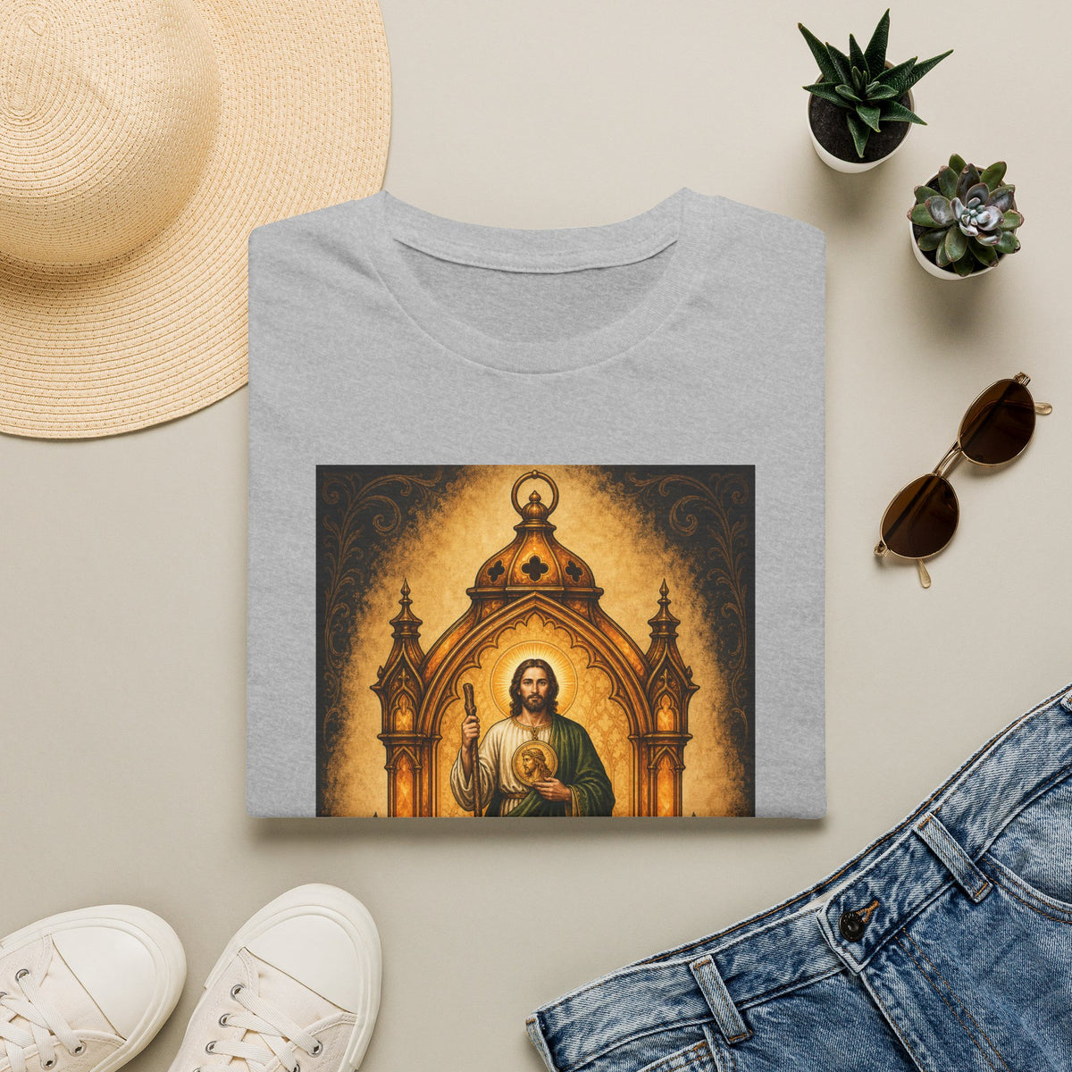 San Judas Tadeo Amber Pilgrim Lantern Unisex T-Shirt