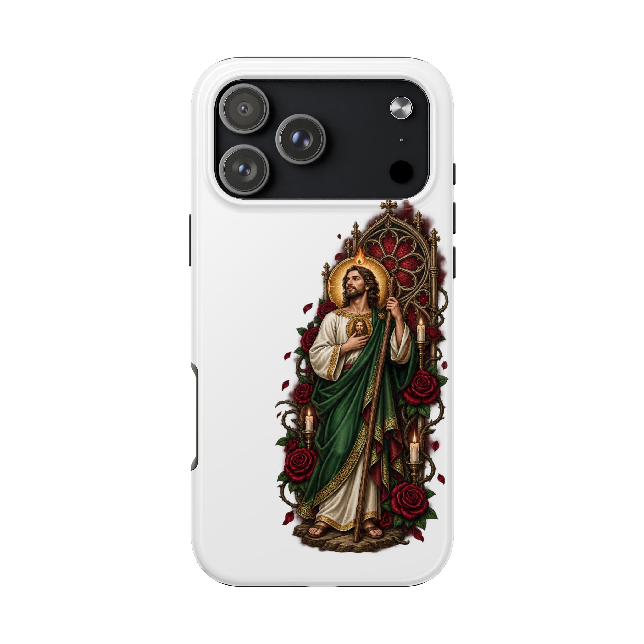 San Judas Tadeo Crimson Rose Window Tough Phone Case product preview, view 10