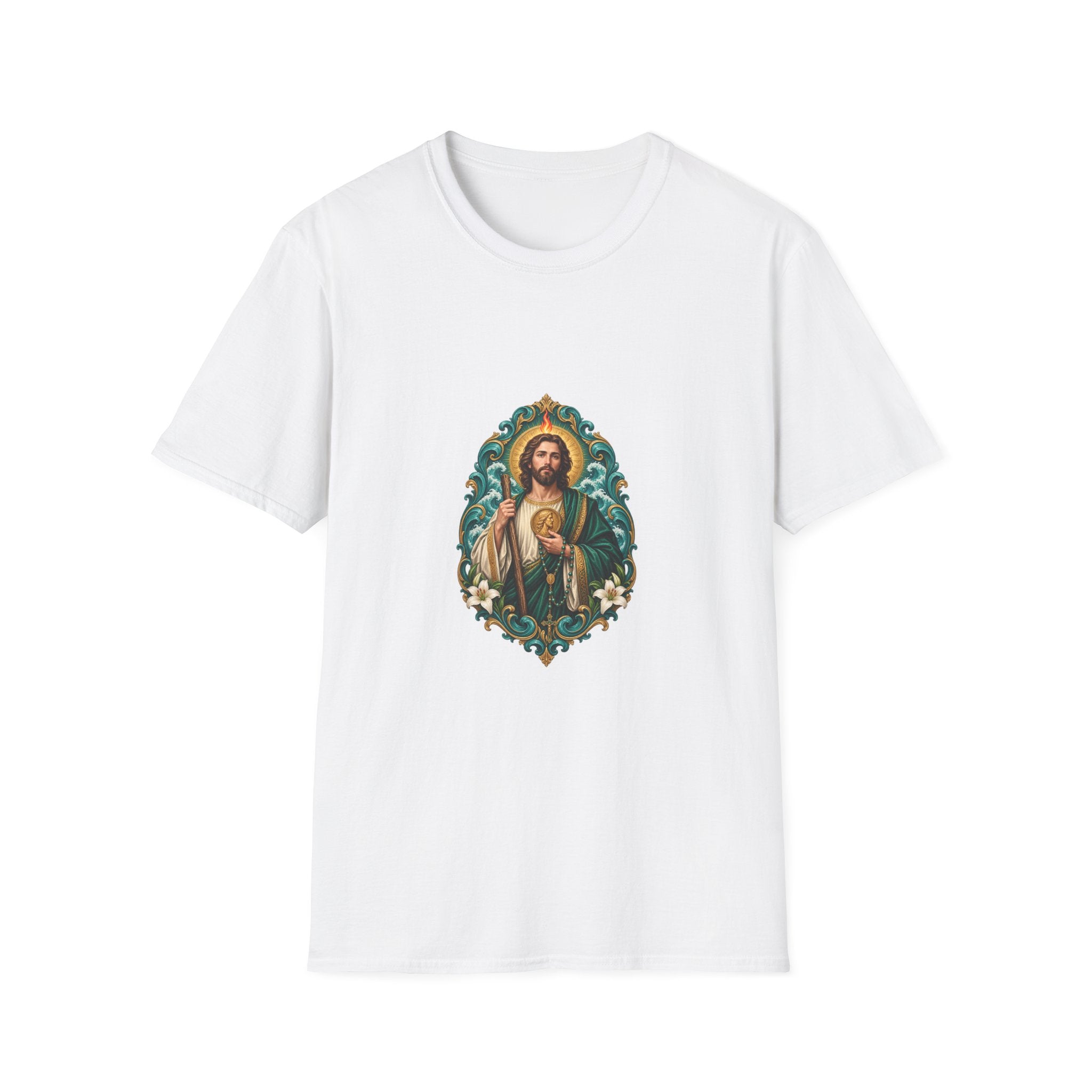 San Judas Teal Rosary Harbor T-Shirt product preview, view 7