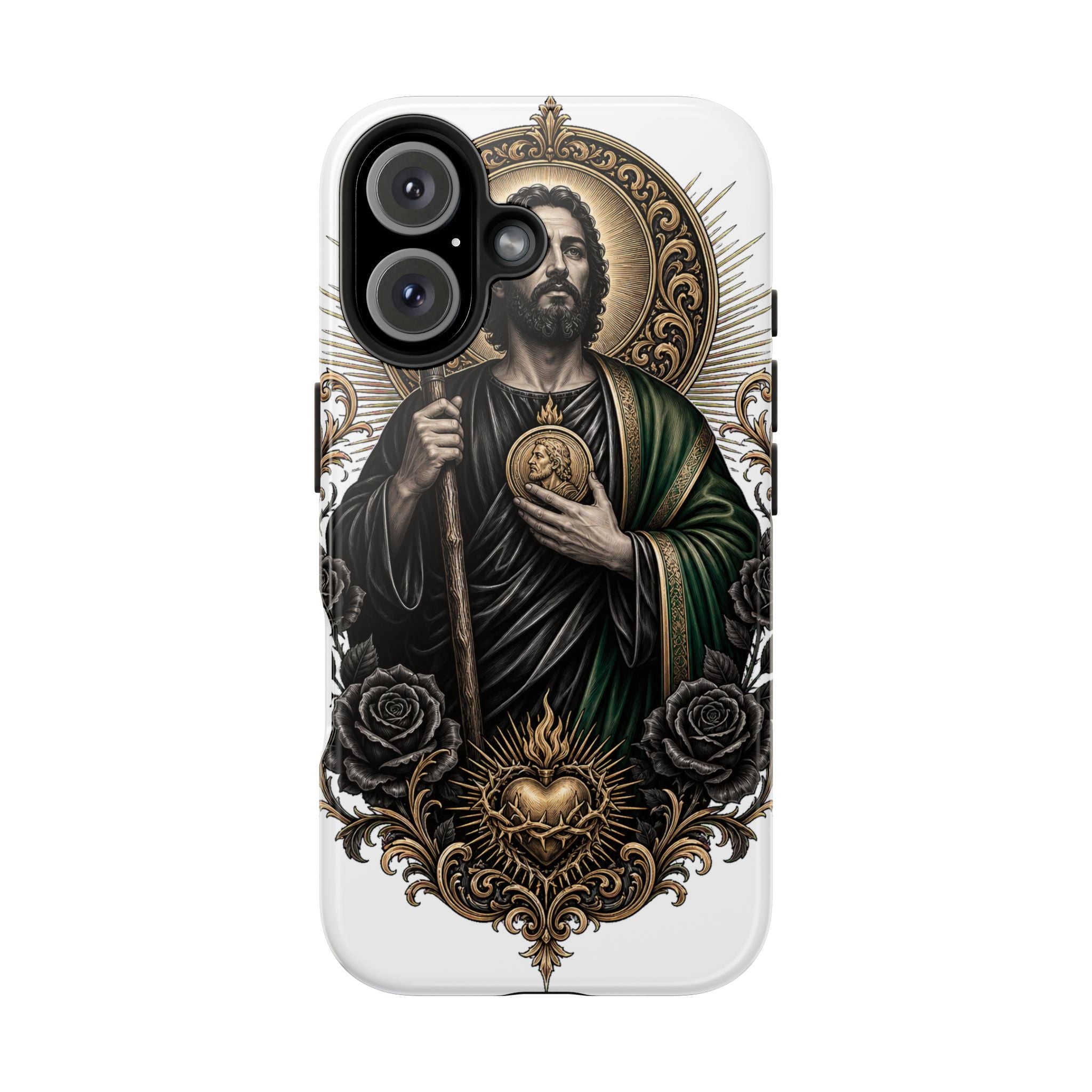 San Judas Tadeo Black & Gold Sacred Heart Tough Phone Case