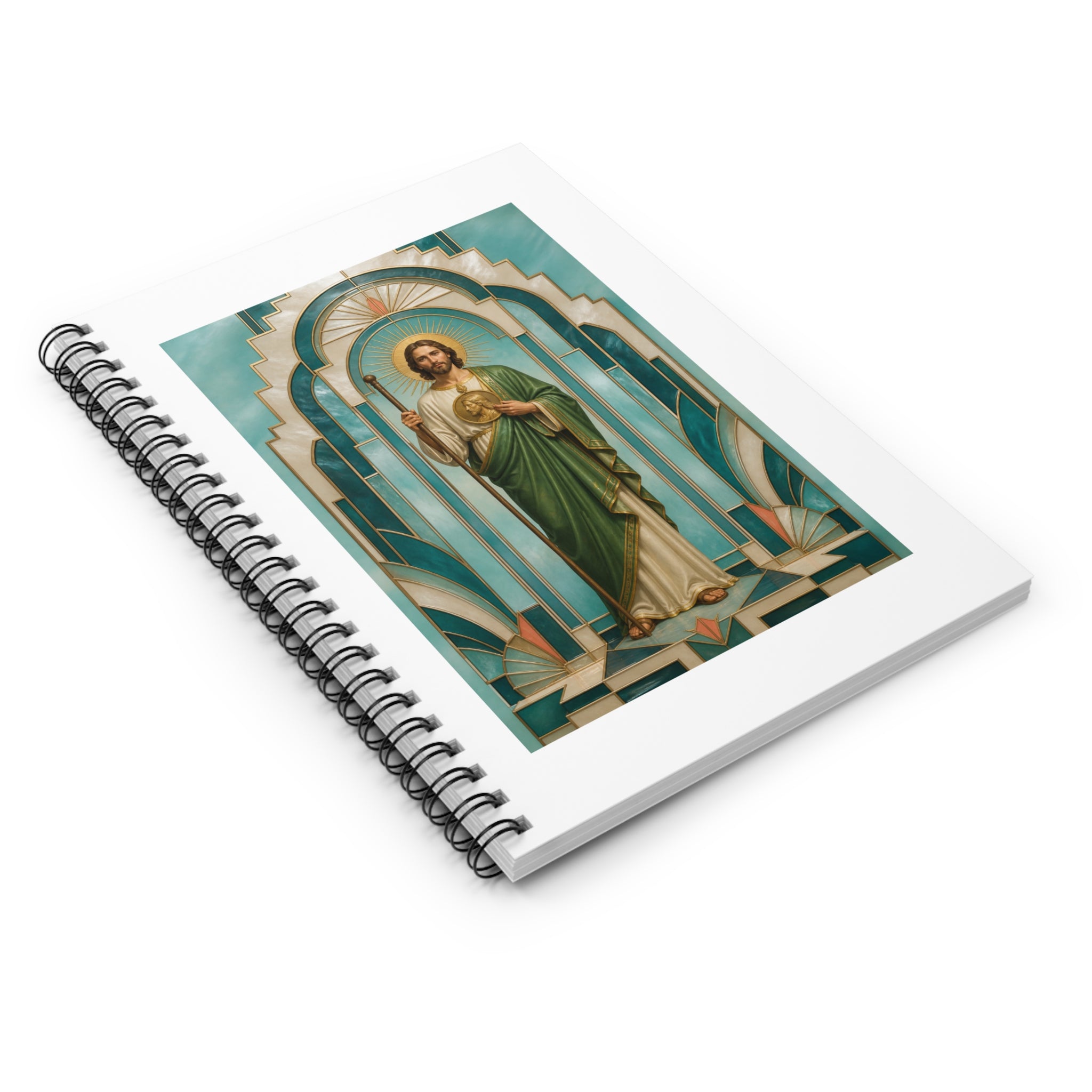 San Judas Tadeo Aqua Radiant Sanctuary Spiral Notebook product preview, view 3