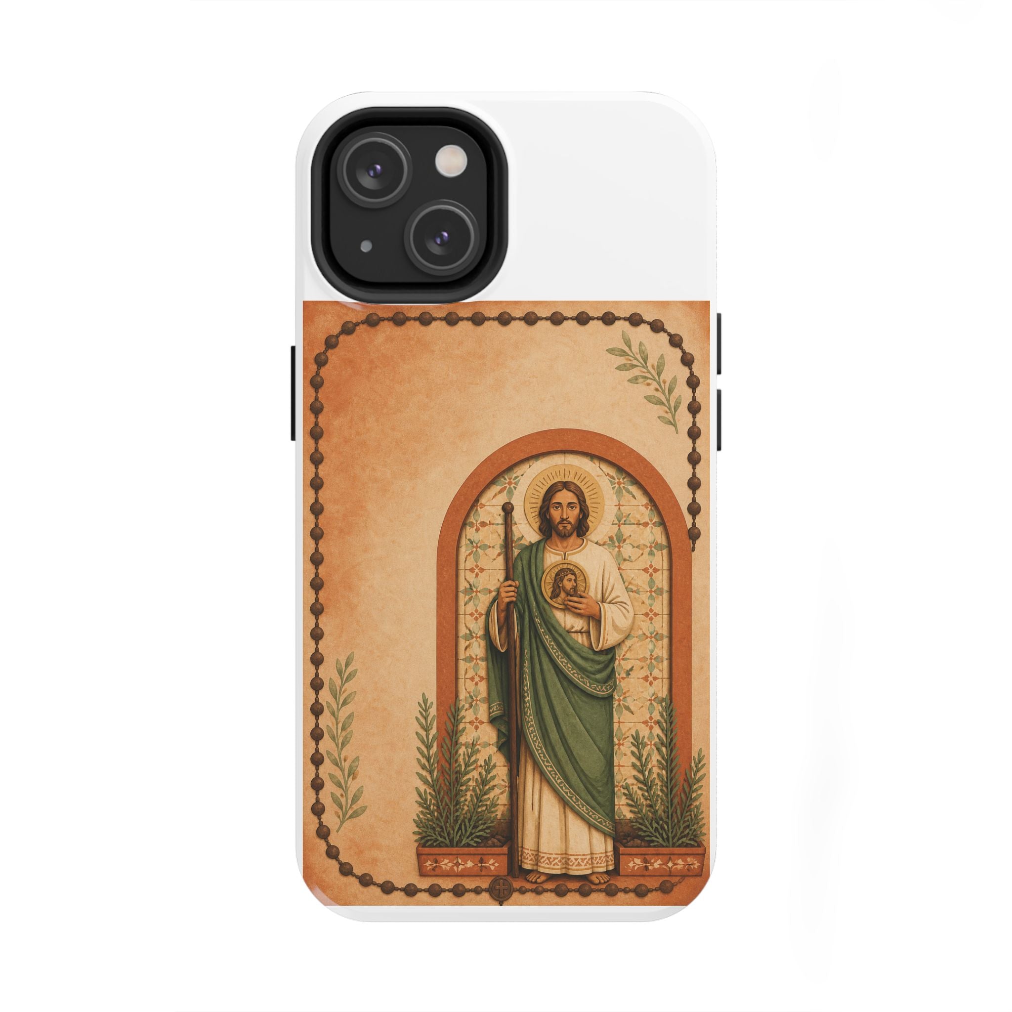 San Judas Tadeo Terracotta Rosary Garden Tough Phone Case product preview, view 2