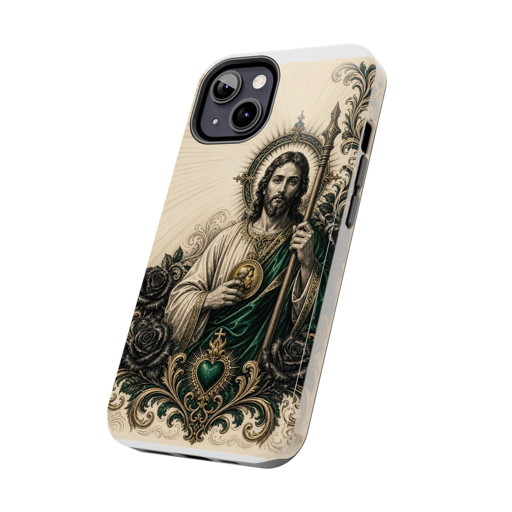 San Judas Tadeo Emerald & Gold Sacred Heart Tough Phone Case